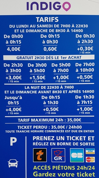 tarif parking souterrain tours